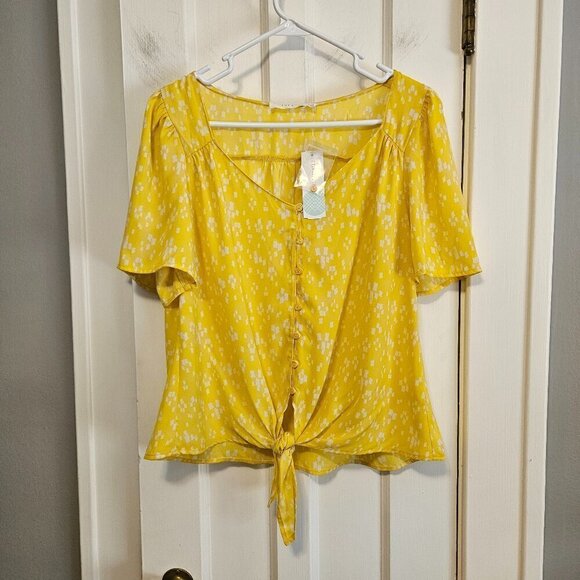 NWT Stitch Fix Lush Eve Tie Front Blouse - Picture 1 of 6